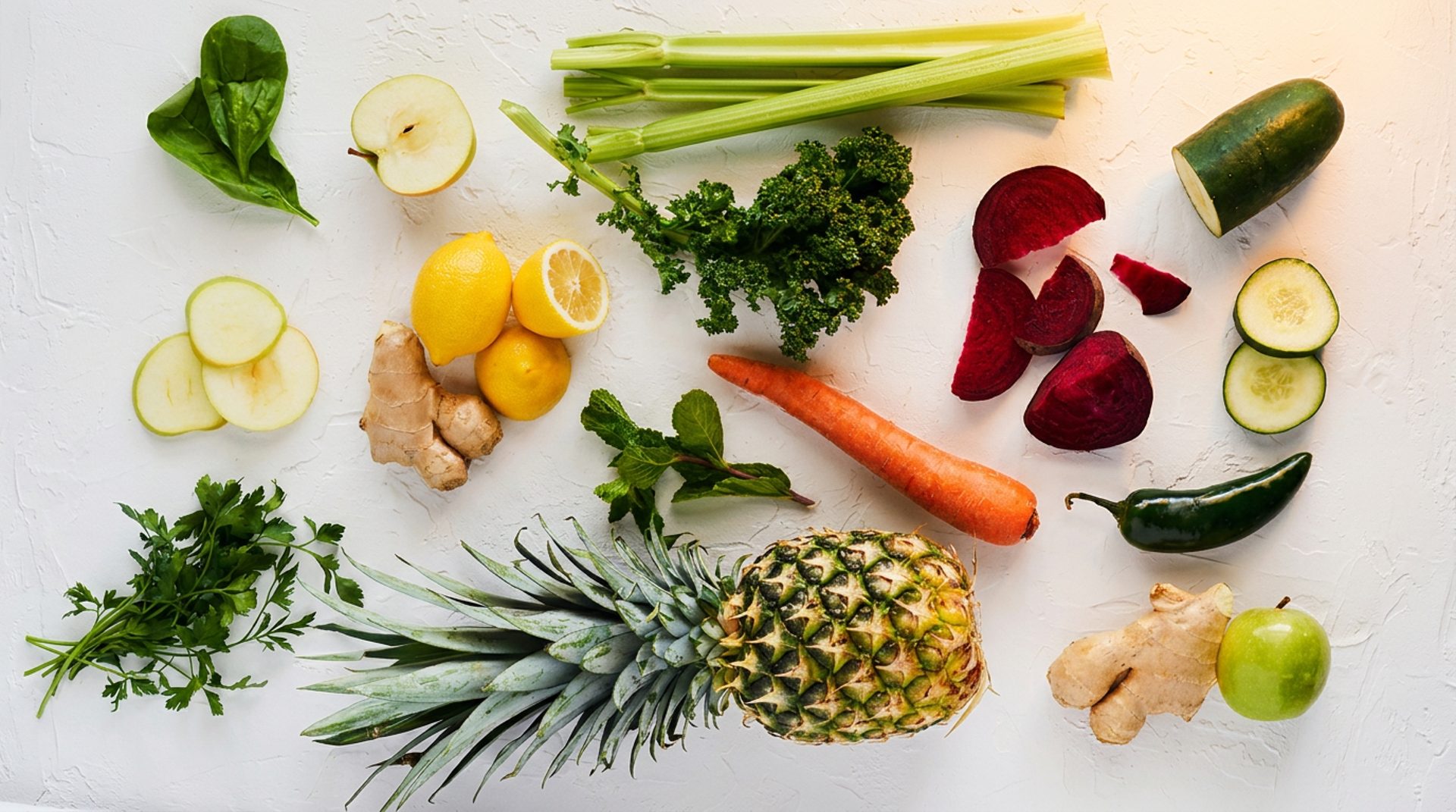 Whole fruits and vegetables, nothing hidden